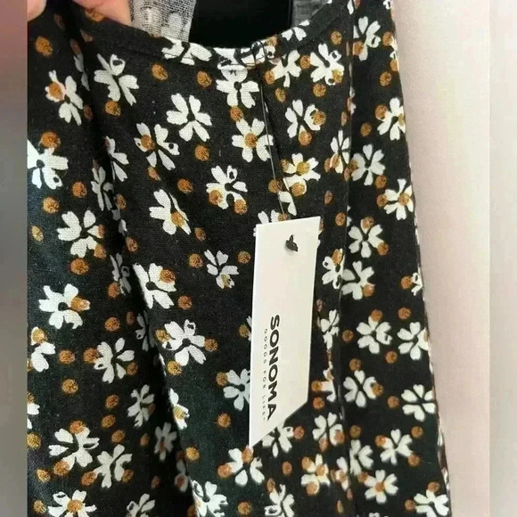 NWT Adorable Sleeveless Womens XXL Sonoma Midi Dress V-Neck With Tie Blk/Wht/Brn - Picture 3 of 5